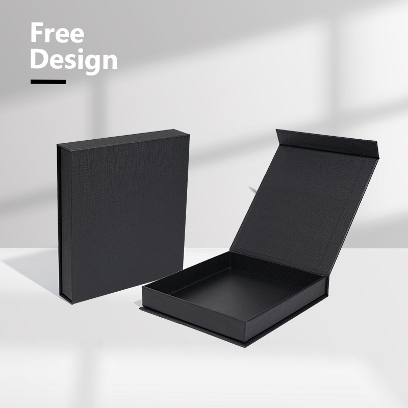 Free Sample White Black Gift Packaging Boxes with Magnetic Flap Rigid Cardboard Paper Boxes