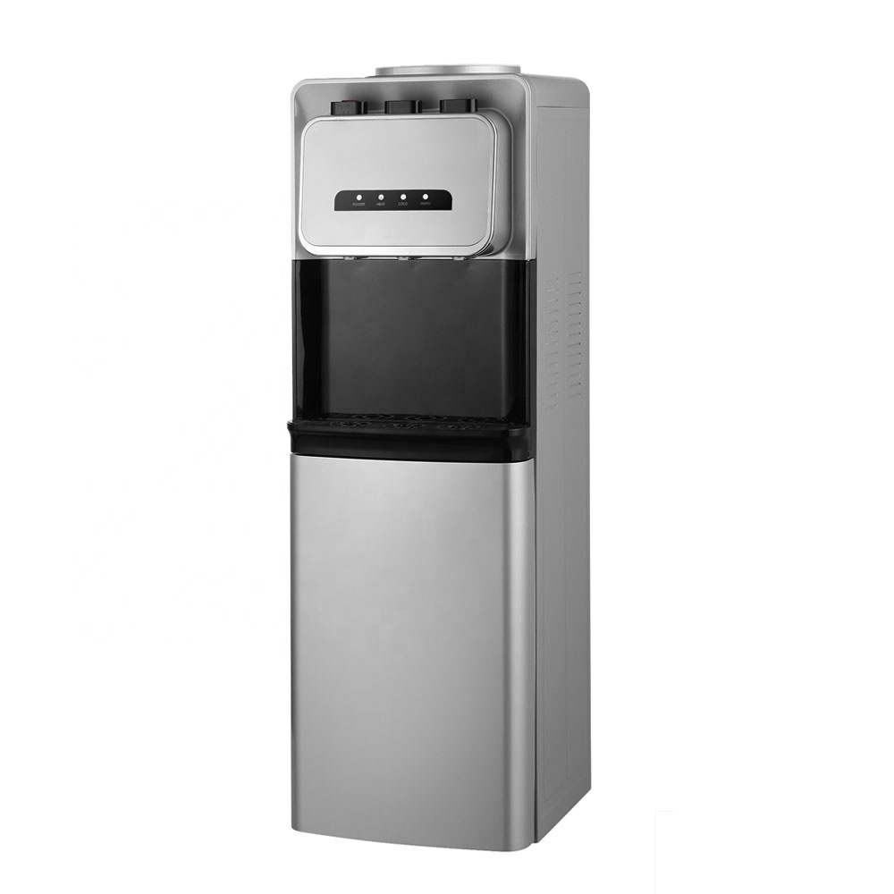 Luxury dispenser Stainless Steel Hot and Cold Compressor Cooling stand water dispenser with refrigerate cabinet