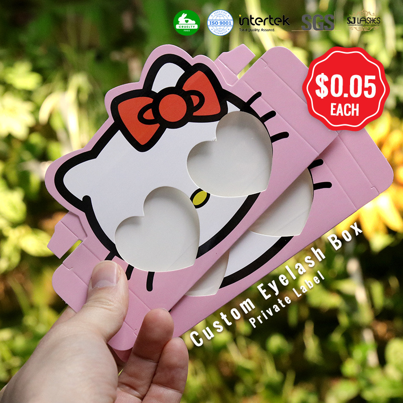 Ready to Ship 3D Mink Lash Paper Lash Packaging Fast Delivery Cute Kitty Paper Box