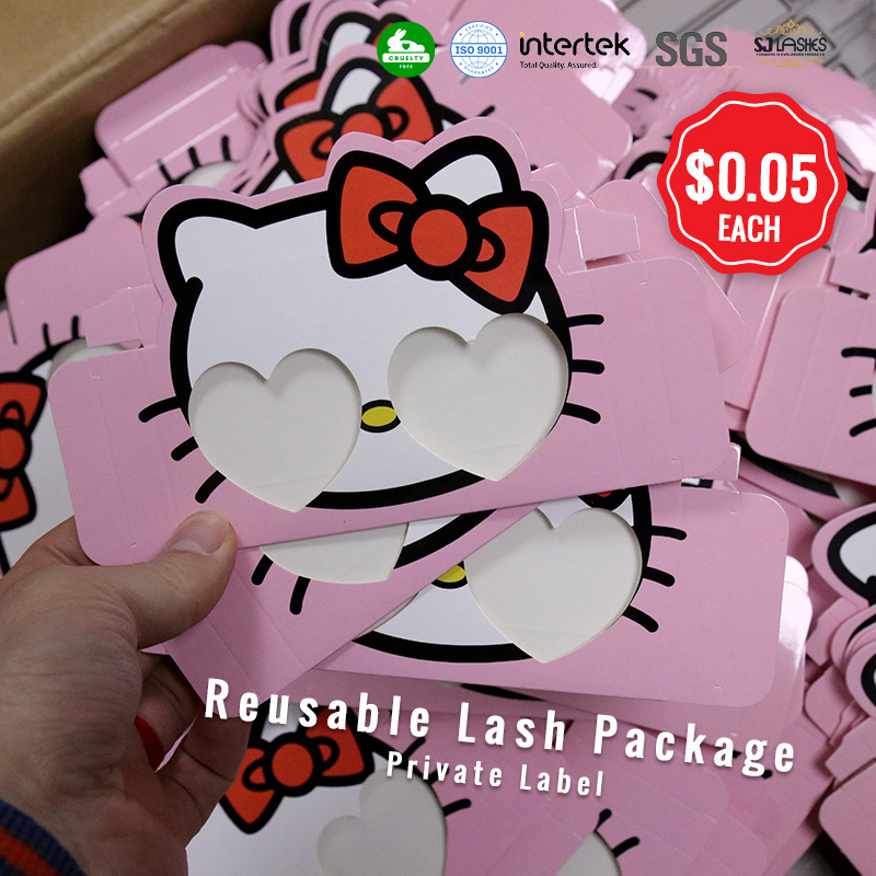 Ready to Ship 3D Mink Lash Paper Lash Packaging Fast Delivery Cute Kitty Paper Box