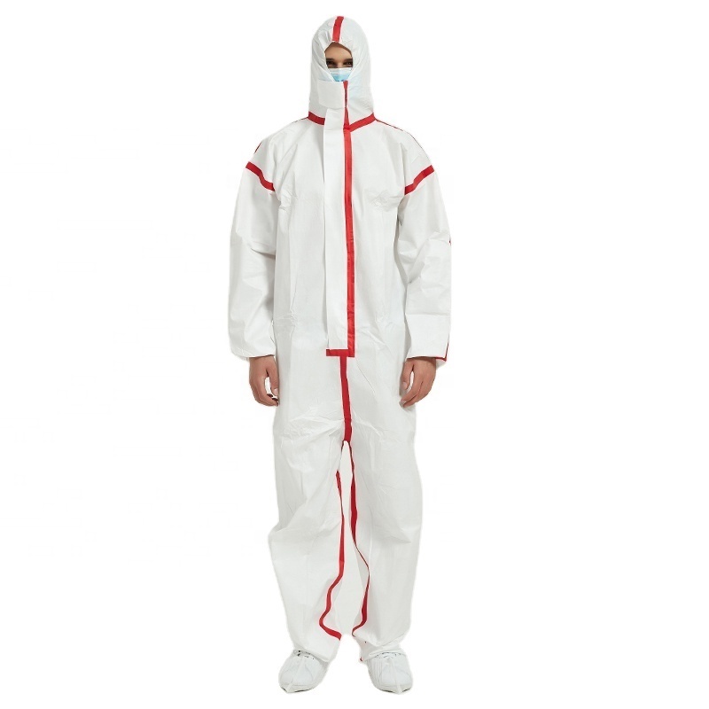 Safety Protective Overalls Type 5/6 Microporous Film PPE Non woven Medical Surgical Disposable Coverall Suit