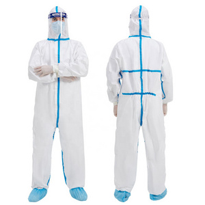 Safety Protective Overalls Type 5/6 Microporous Film PPE Non woven Medical Surgical Disposable Coverall Suit