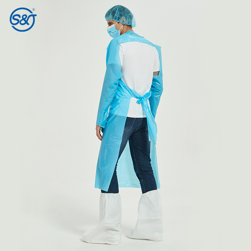 SJ Disposable Isolation Gown Hospital CPE Protection Gown Waterproof Surgical Single Use Medical Non-woven Aprons