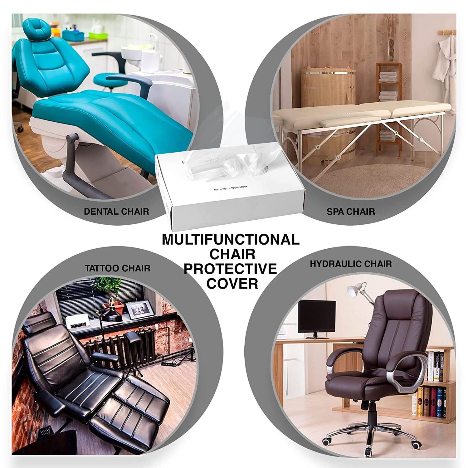 SJ Disposable Dental Full Chair Covers Tattoo Chair Sleeve Protectors 29