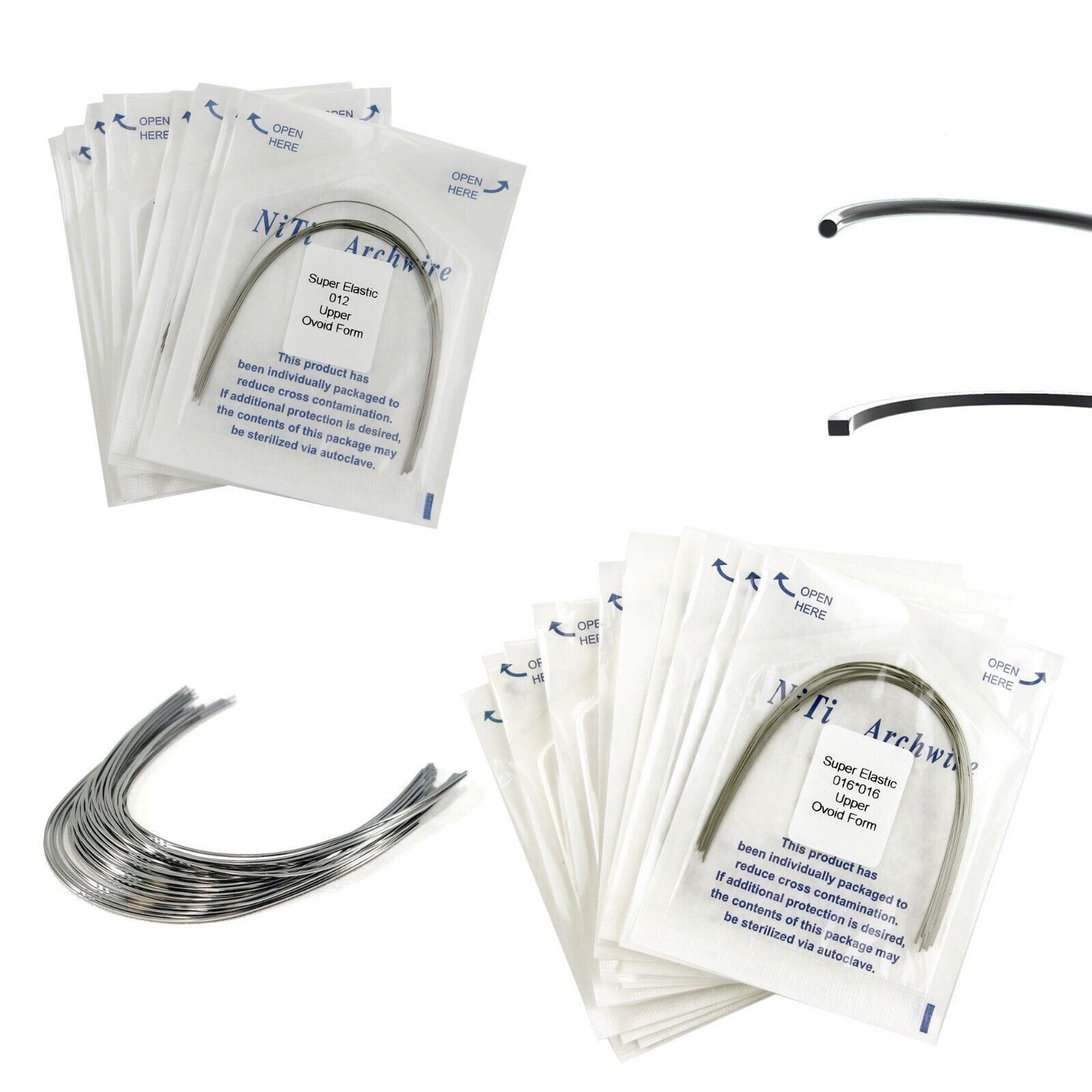 SJ Dental Orthodontic Super Elastic Memory NITI Round Arch Wire Stainless Steel Orthodontics Archwires