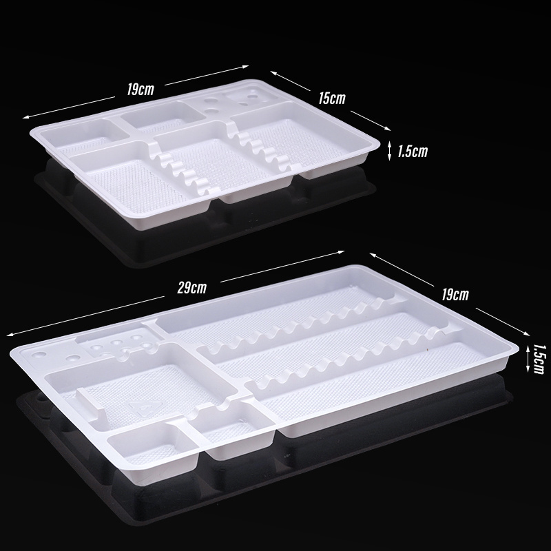 SJ Wholesale Autoclavable Dental Divided Instrument Plastic Tray Dental Disposable Plastic instrument Tray