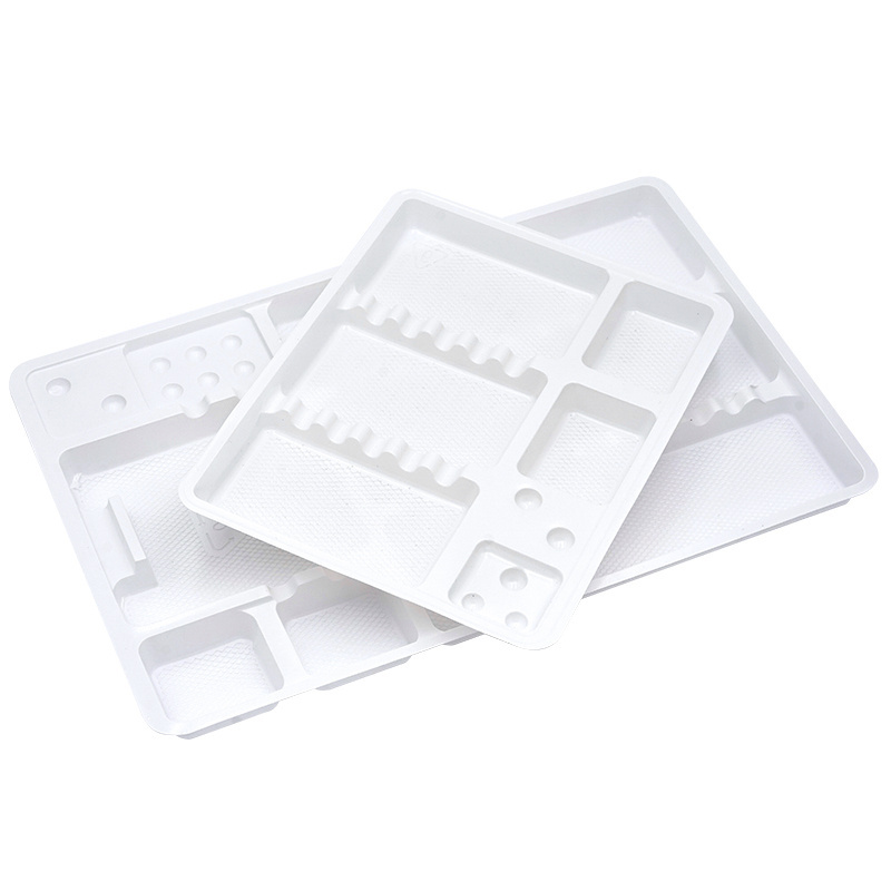 SJ Wholesale Autoclavable Dental Divided Instrument Plastic Tray Dental Disposable Plastic instrument Tray