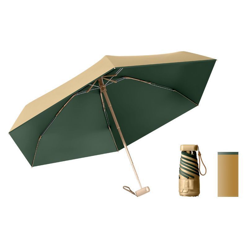 Portable 6 fold pocket umbrella titanium sunscreen gold uv coating small umbrella