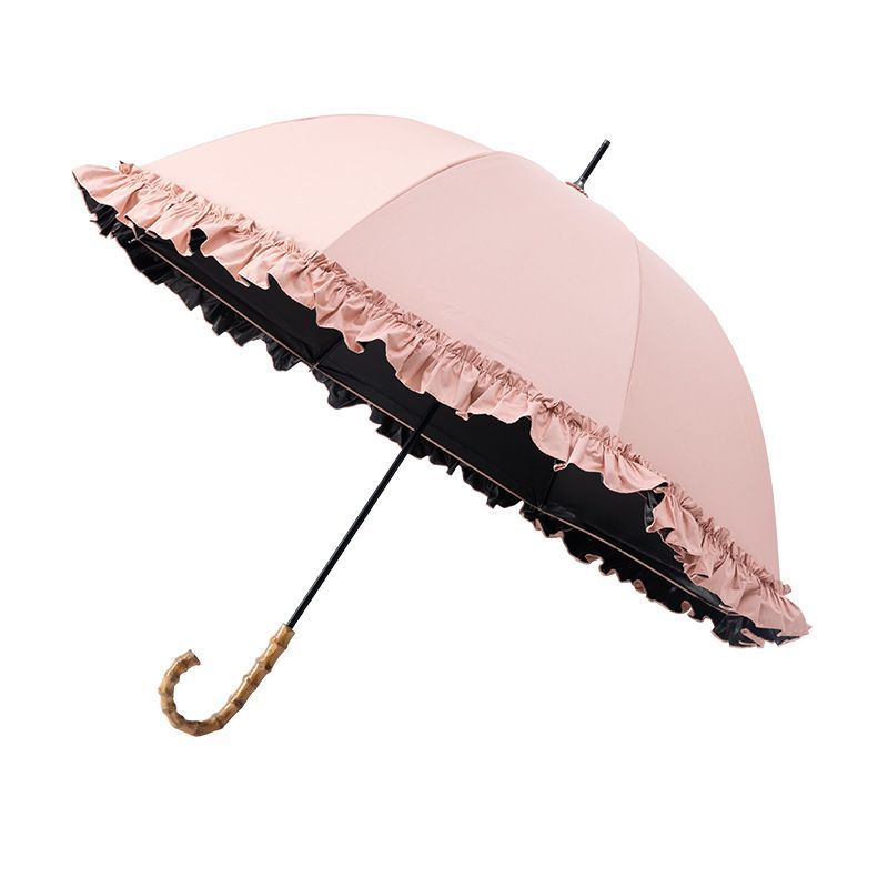 8K Straight Wooden Handle Hemline Umbrella Wedding Photography Umbrella with UV Coating