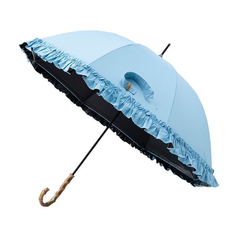 8K Straight Wooden Handle Hemline Umbrella Wedding Photography Umbrella with UV Coating