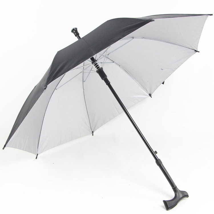 wholesale crutch umbrella for old people safety umbrella with walking stick