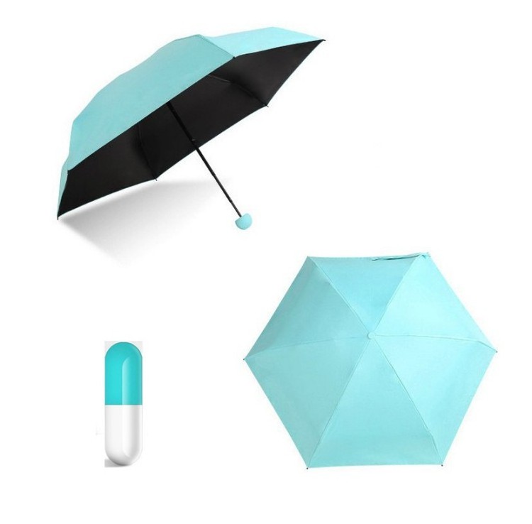 Mini 5 Foldable Rain Umbrella with Cute Capsule Case