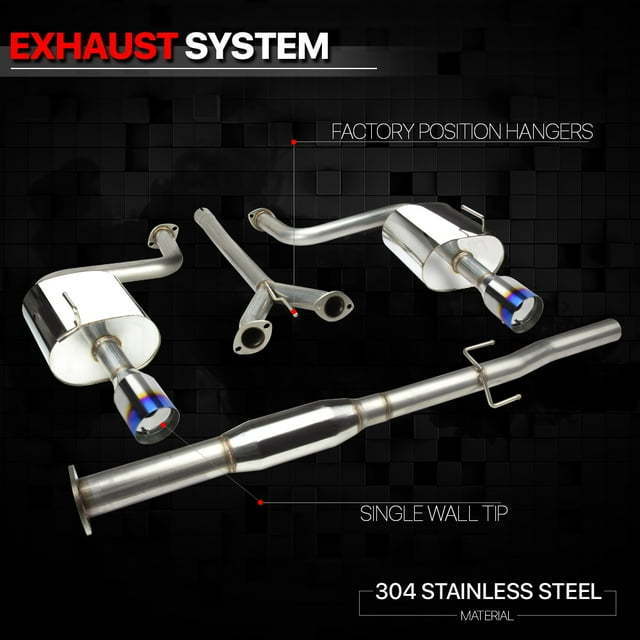 Stainless Steel Dual Muffler 4 Inch Burnt Tip Catback Exhaust System for 09-15 Nissan Maxima