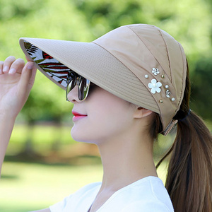 Wide Brim Wholesale Summer Beach Cap Visor Roll Sun Hat for Women