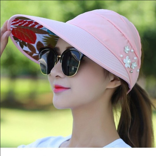 Wide Brim Wholesale Summer Beach Cap Visor Roll Sun Hat for Women