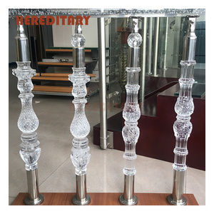 Clear crystal acrylic steel railing and staircase railing cristal glass stair pillar