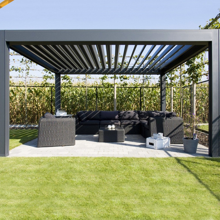 Aluminum Deluxe pavilion garden, pergola waterproof roof opening blinds outdoor terrace pergola