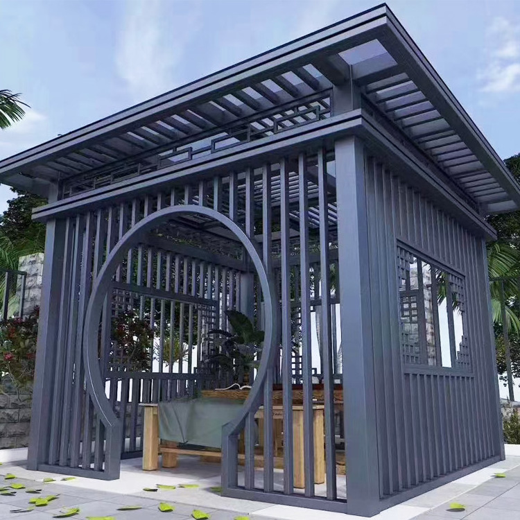 Customized aluminum metal outdoor pavilion modern garden gazebo made of aluminum sun roof terrace pergola