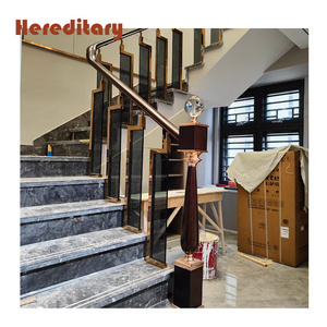 New design rose glod stainless steel glass balustrade stairs stainless steel stair railings for villa house