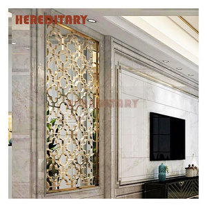 Indoor house used laser cutting golden room divider aluminum steel wall decoration panel