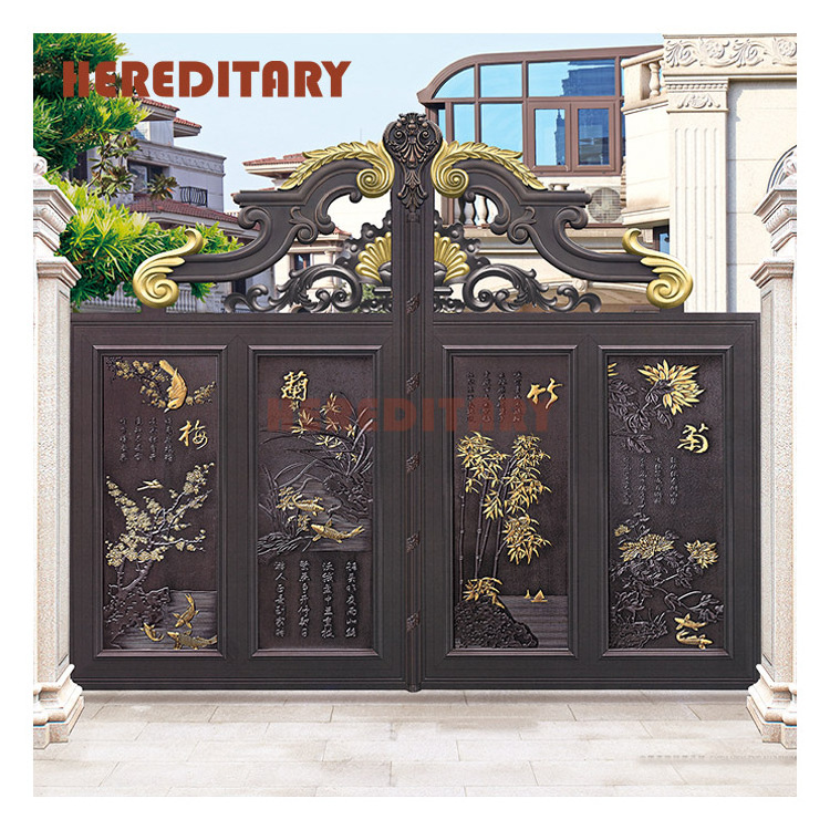 Iron fancy house garden gate boundary wall auto door design