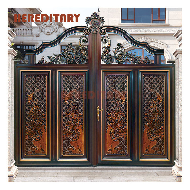 Iron fancy house garden gate boundary wall auto door design