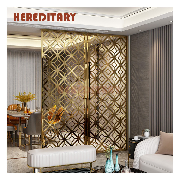 Indoor house used laser cutting golden room divider aluminum steel wall decoration panel