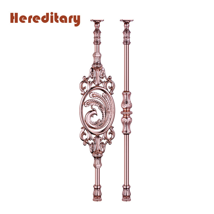 European Style K Gold Cast Aluminum Balustrade Handrail Railings For Staircase and Balcony Railing