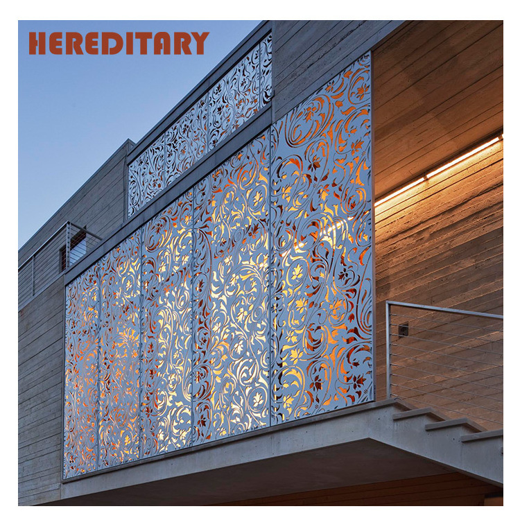 Laser cutting decorative metal carved panels for outdoor walls, partition screens for halls with perforated wall panels