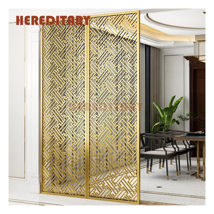 Indoor house used laser cutting golden room divider aluminum steel wall decoration panel