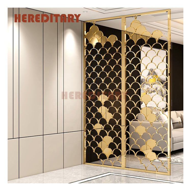 Indoor house used laser cutting golden room divider aluminum steel wall decoration panel