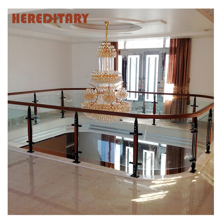 Balustrade Handrail with stone glass staircase 304 stainless steel system inside steps laminated plexiglass banister railing