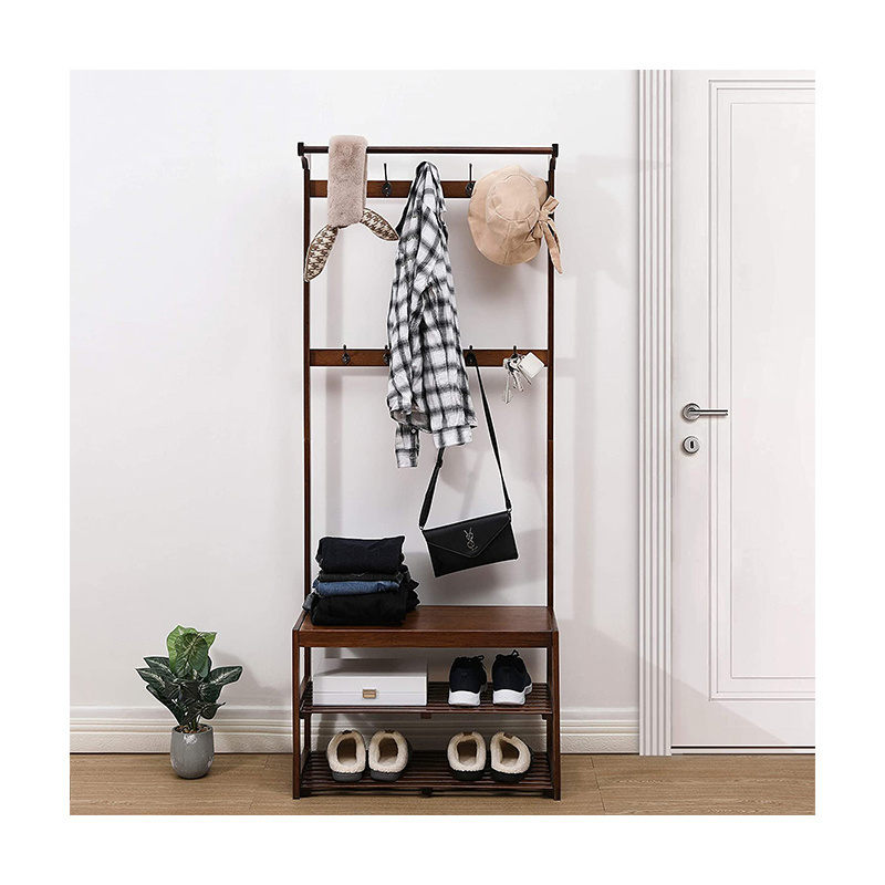 Hot selling coat rack shelf corner coat rack shoe racks with Shoe Storage Bench