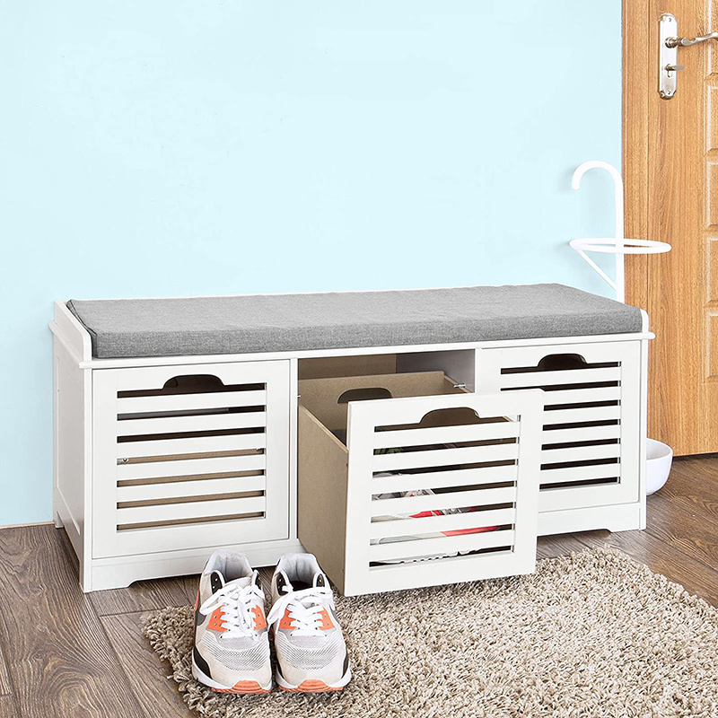 New arrivals wood shoe cabinet bench storage shoe trunk bench storage with cushion shoe bench