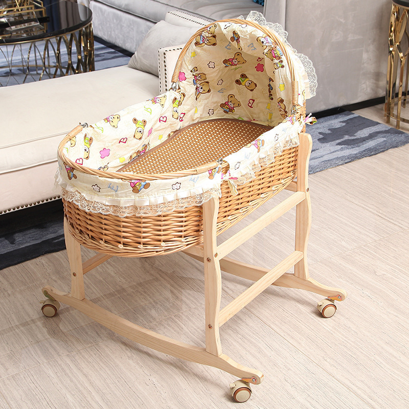 Factory direct wooden baby jhula swing cradle jhoola rattan baby craddle swing cradle baby cradle