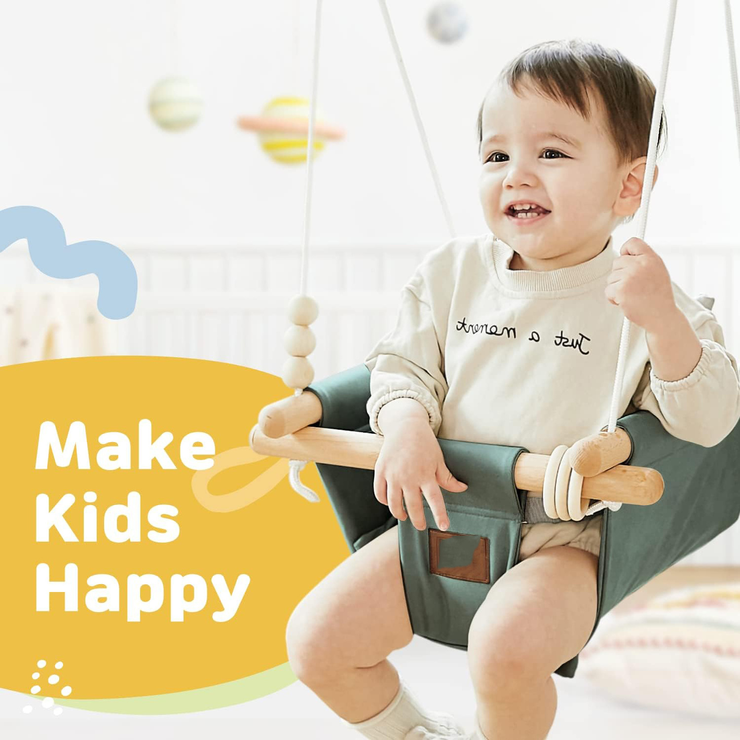 Baby Swing Seat Infant Fun Time Growth swing chair Indoor Outdoor Toddler soft baby swing with safety Belt