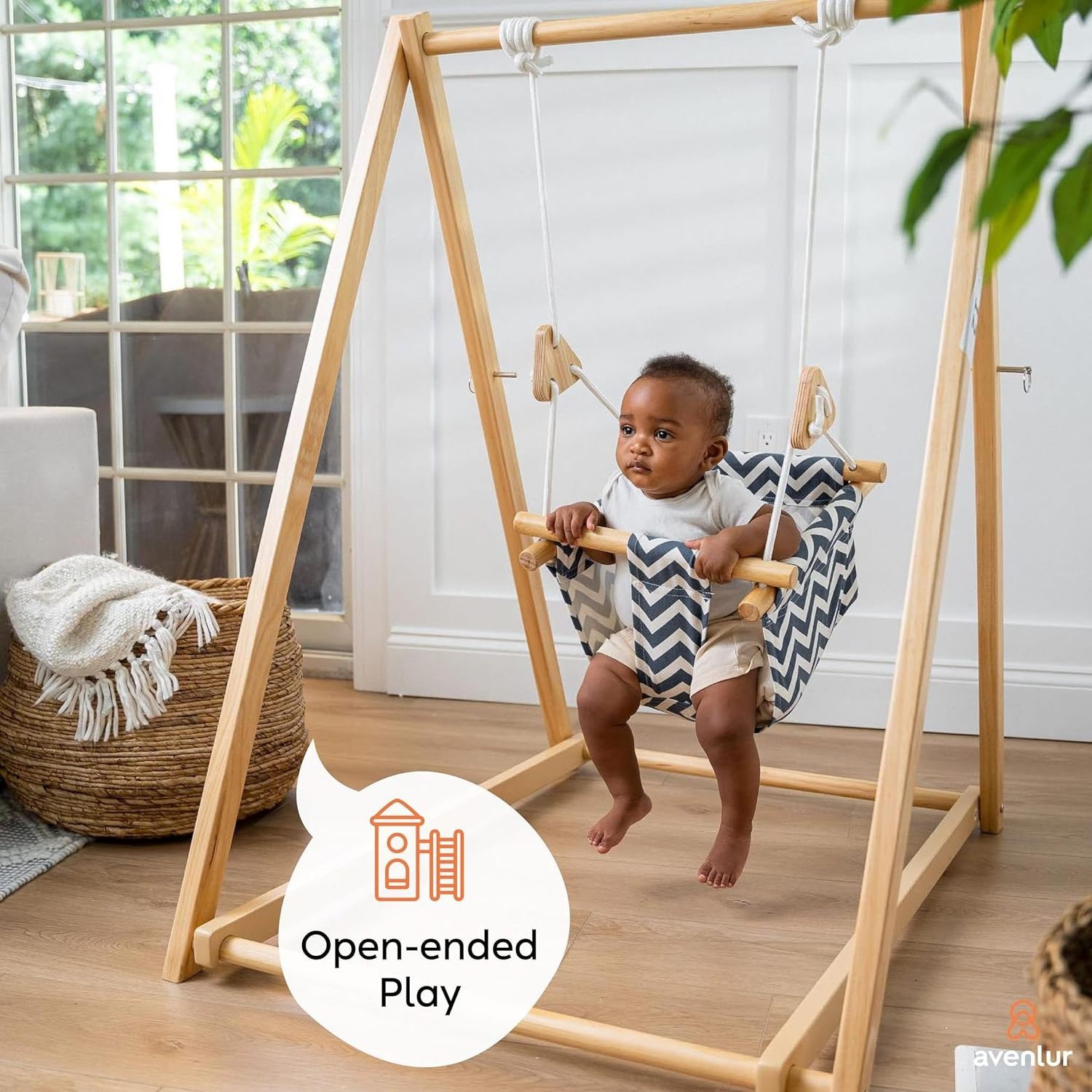 Montessori wooden Baby Swing Set Premium Toddler Foldable swing Self Standing Indoor baby swing with stand