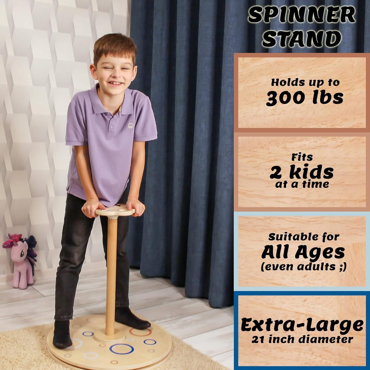 Wooden Stand and Spin Toy Balance Board 360 Spinner Stand Toddler Toys Indoor Outdoor playhouses Birthday for Boy Girl