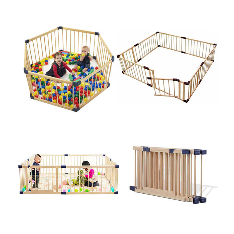 Factory wholesale wooden large playpen for babies baby playpen indoor with gate kids' playpens