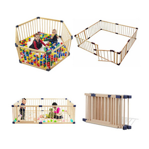 Factory wholesale wooden large playpen for babies baby playpen indoor with gate kids' playpens