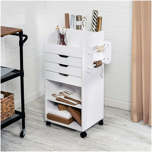 New arrivals wood storage cart trolley craft storage cabinet storage carts with drawers and wheels