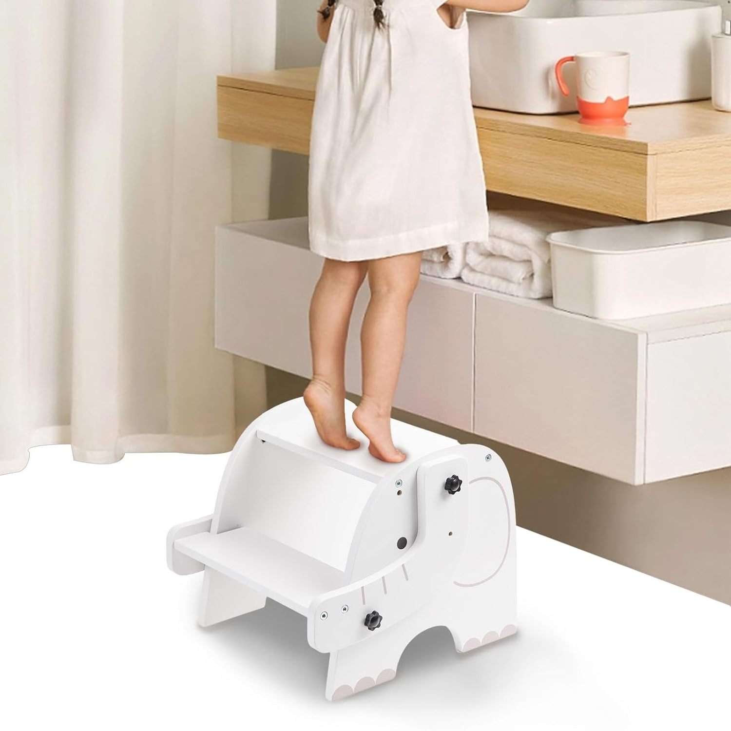 New design Step Stool Kids Wood Folding Toddler foot Step Stool Transformable Toddler Chair Step Stool with chair function