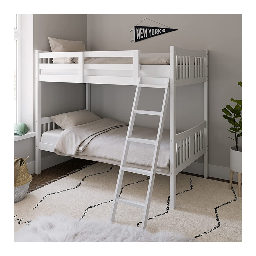 Living room kids' beds Toddler bunk bed Modern Twin Bunk Bed with Ladder and Safety Rail