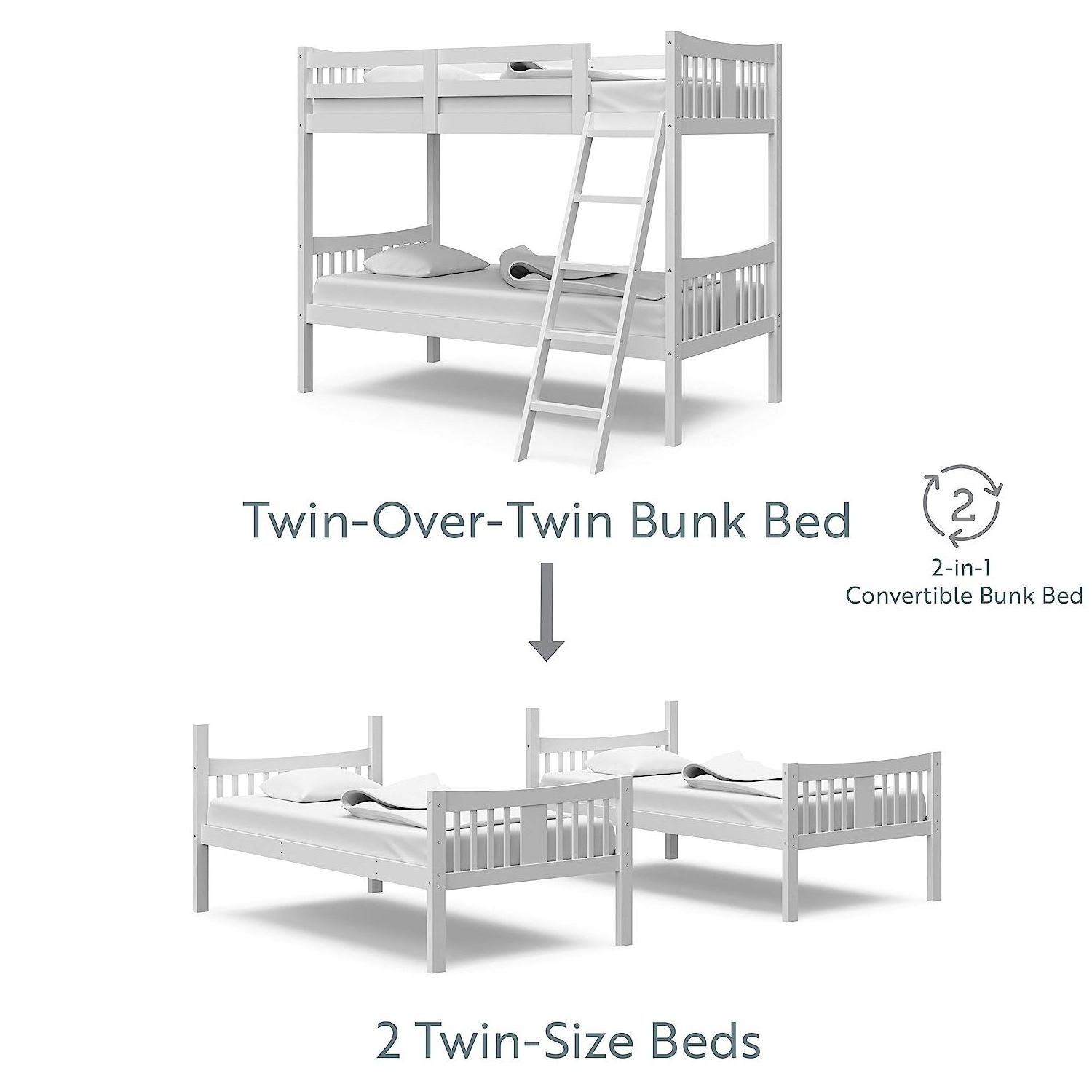 Living room kids' beds Toddler bunk bed Modern Twin Bunk Bed with Ladder and Safety Rail