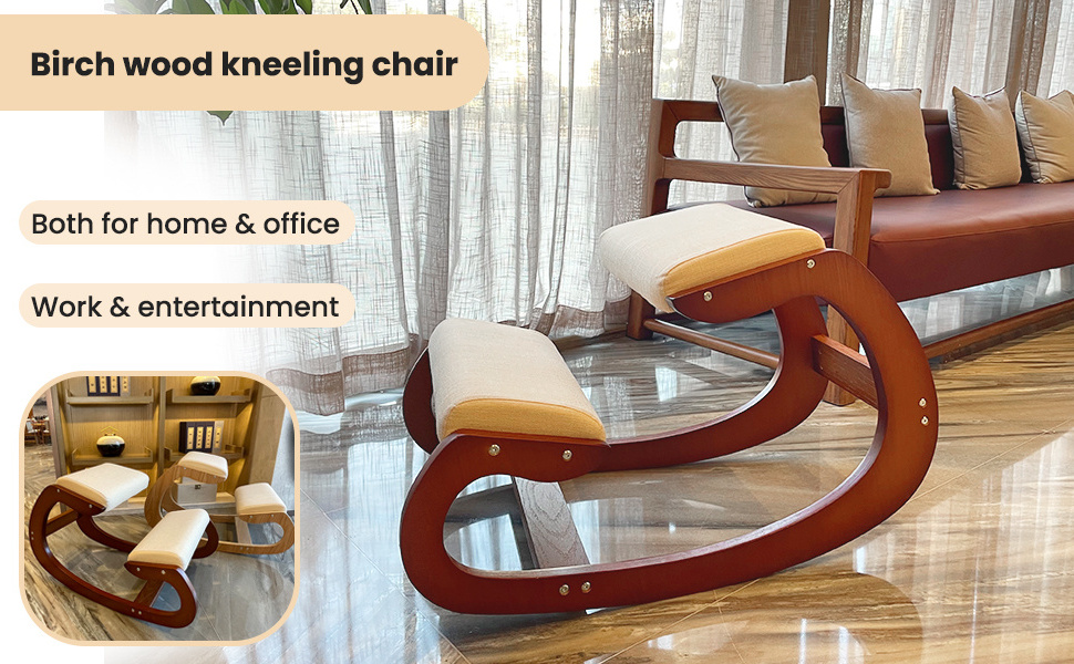 Ergonomic Kneeling Chair Birch Computer Stool Relax Your Knees with Sponge Cushion