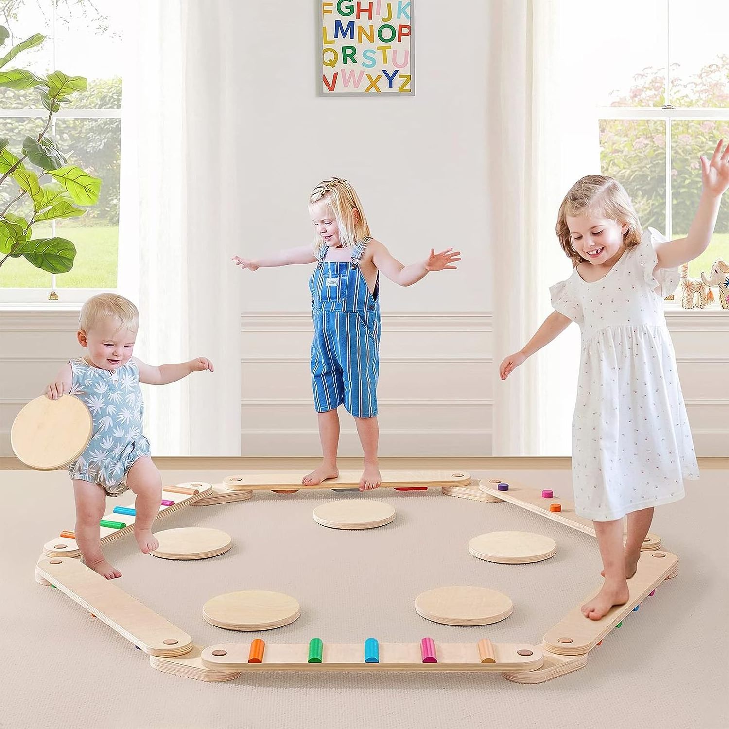 Montessori Balance Beam Kids Indoor and Outdoor Balance Blocks Kids Play Equipment Balance boards for Coordination