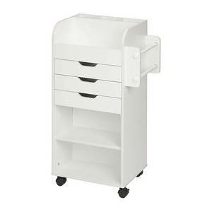 New design wood rolling storage cart with drawers household storage home office cart drawer