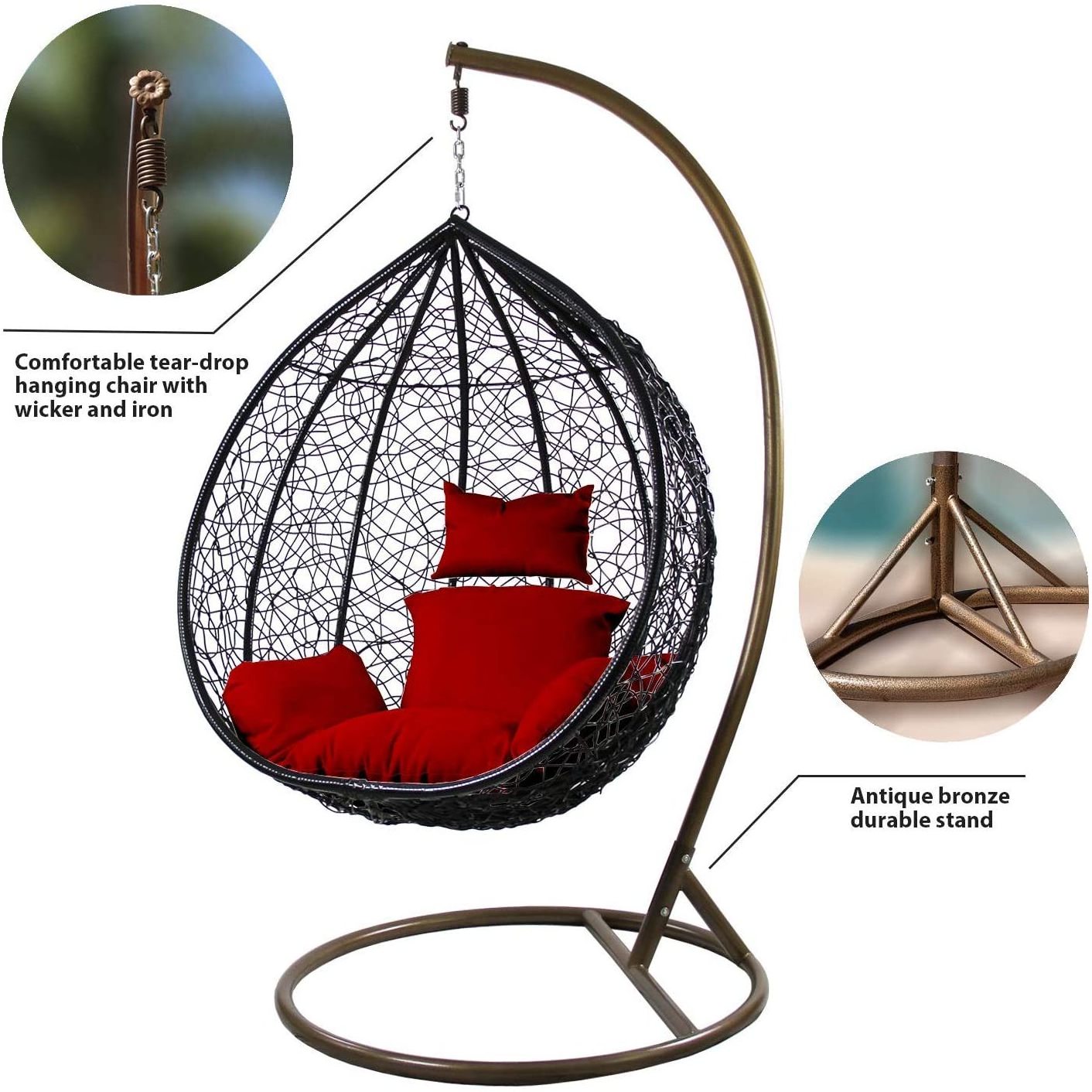 Garden Egg Shape Wicker Rattan Hanging Chair Outdoor Furniture Patio Swings