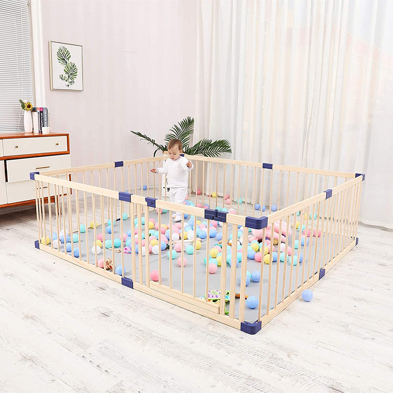 Factory wholesale wooden large playpen for babies baby playpen indoor with gate kids' playpens