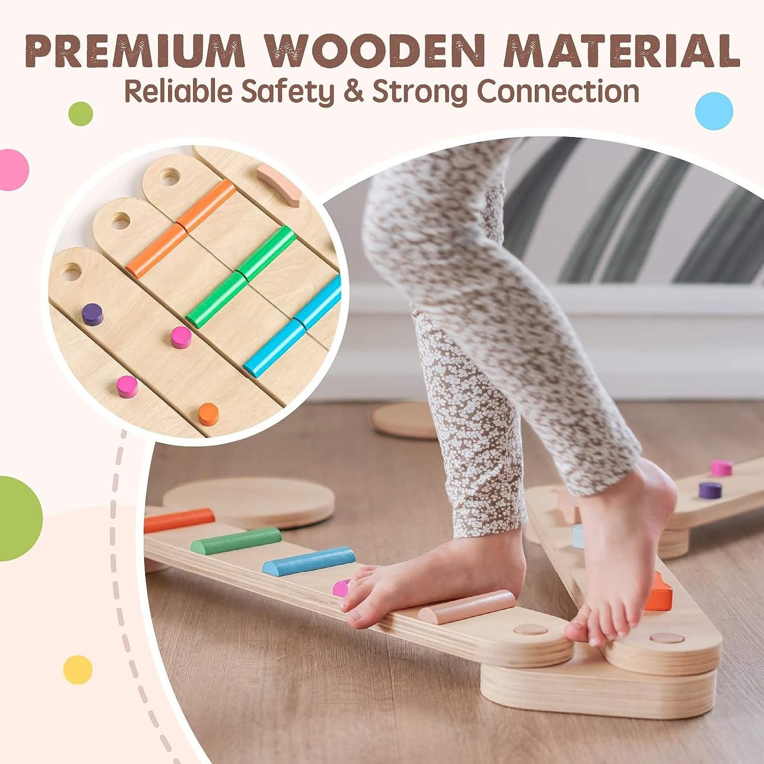 Montessori Balance Beam Kids Indoor and Outdoor Balance Blocks Kids Play Equipment Balance boards for Coordination